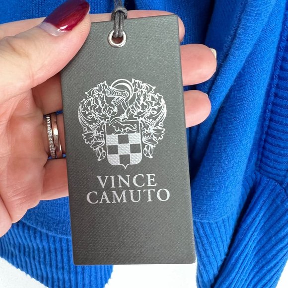 NWT Vince Camuto Button Up Shoulder Blue Boat Neck Neck SZ S - Picture 7 of 8